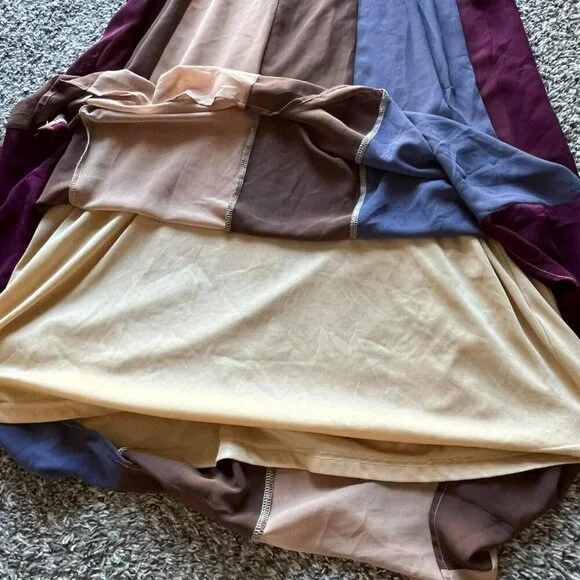 Boho Brown Purple Maxi Dress Orange Creek Womens 14 Cottagecore Woodsy Artsy - Picture 3 of 8